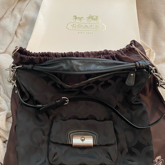 Coach satin/leather shoulder & crossbody handbag - Picture 4 of 14